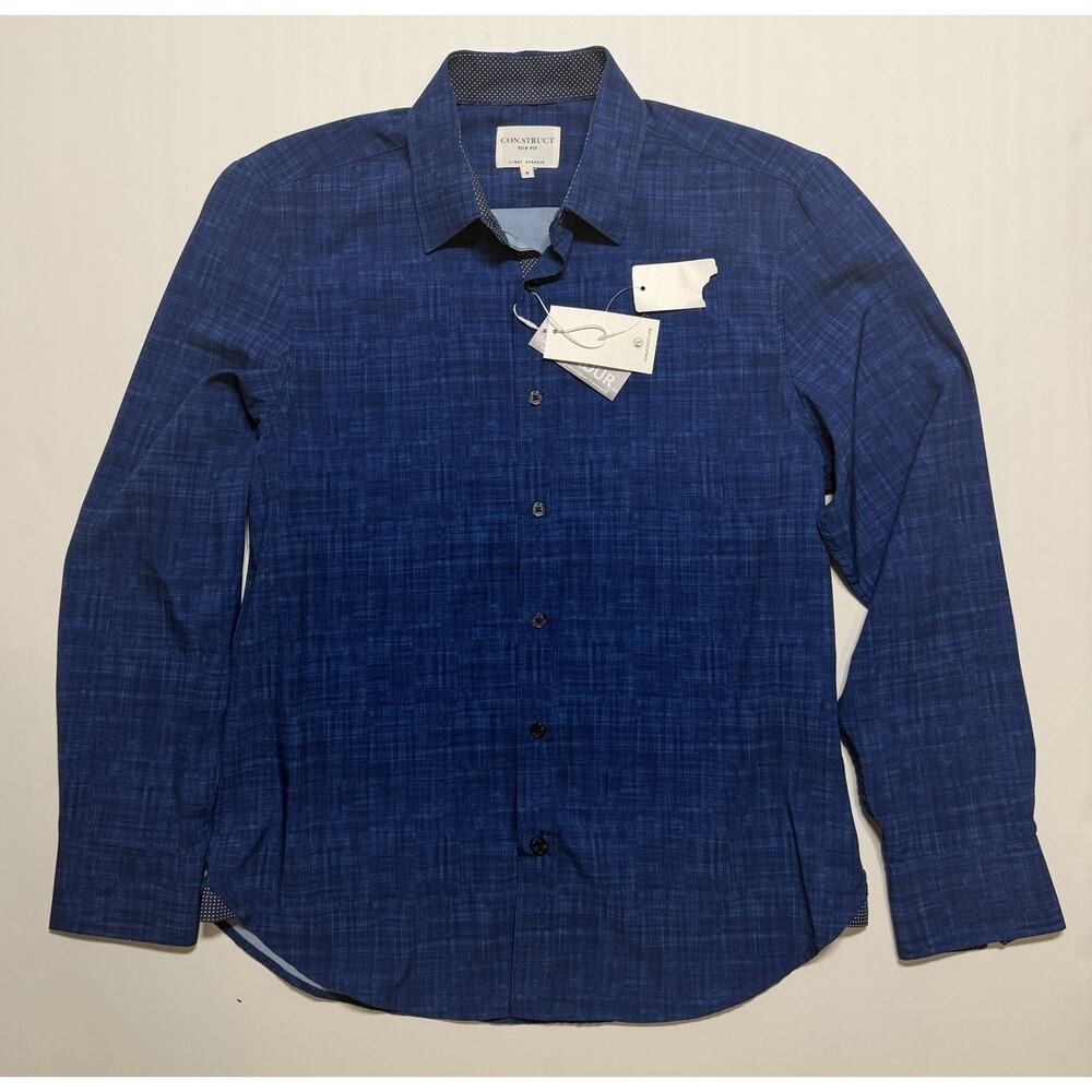 Mens Size Medium Construct Button Down, Ocean Blue , Long Sleeve Tech Shirt